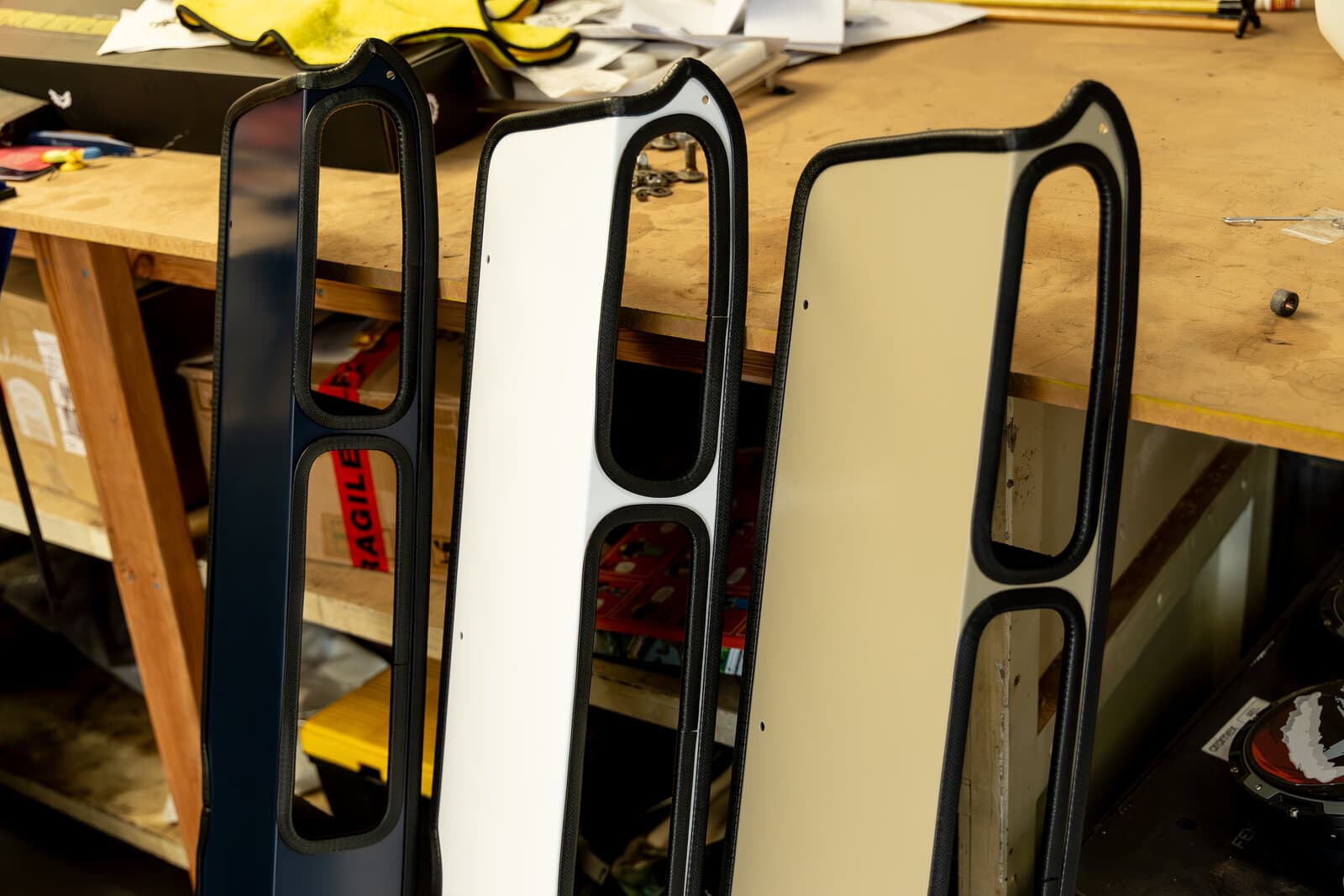 Troopy roof consoles in White, Sandy and Blue